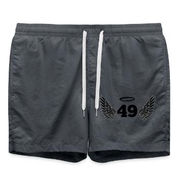 Numéro 49 ange - 49e anniversaire ailes - Short de bain - charbon - Devant - AI Model Male 185 light (185cm)