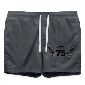 Number 75 Angel - 75th Birthday Wings - Swim Trunks - anthracite - Front - AI Model Male 185 light (185cm)
