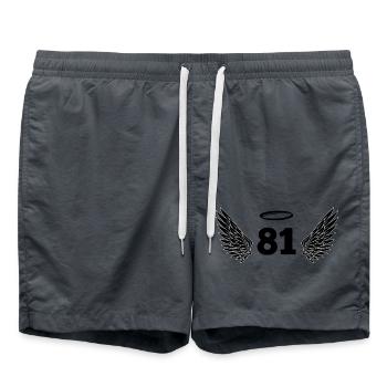 Engel Nummer 81 – Flügel zum 81. Geburtstag - Badeshorts - Anthrazit - Vorne - AI Model Male 185 light (185cm)