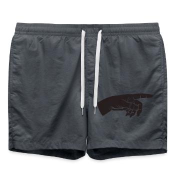 Zeigefinger, Hand, Da lang, Zeiger, Du bist - Badeshorts - Anthrazit - Vorne - AI Model Male 185 light (185cm)