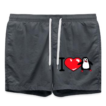 I Love Penguin Love Heart Symbol Cute Child Baby - Swim Trunks - anthracite - Front - AI Model Male 185 light (185cm)