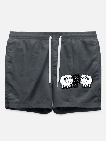 Schwarzes Schaf 3 Freunde Team Crew Schäfchen Süß - Badeshorts - Anthrazit