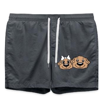 2 Hunde Team Zwei Freunde Liebe Pärchen Verliebt - Badeshorts - Anthrazit - Vorne - AI Model Male 185 light (185cm)