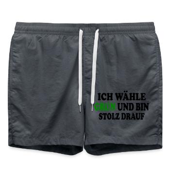 I vote green and I'm proud of it - Swim Trunks - anthracite - Front - AI Model Male 185 light (185cm)