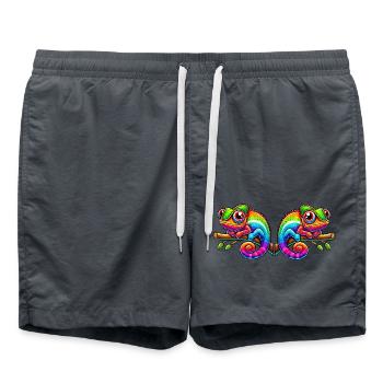 Chamäleon Comic 2 - Badeshorts - Anthrazit - Vorne - AI Model Male 185 light (185cm)
