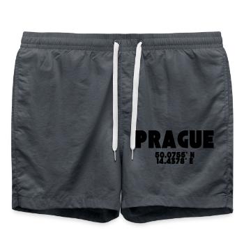 Prague / Prague - Conception de t-shirt avec coordonnées - Short de bain - charbon - Devant - AI Model Male 185 light (185cm)