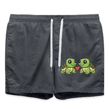 Schildkröte Paar Valentinstag - Badeshorts - Anthrazit - Vorne - AI Model Male 185 light (185cm)