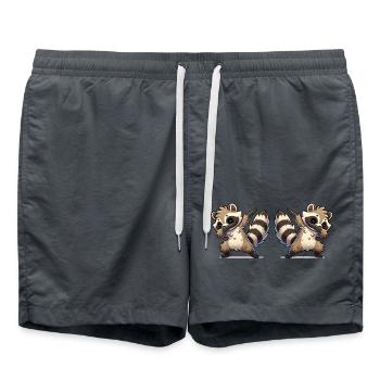 Raccoon Dabbing - Swim Trunks - anthracite - Front - AI Model Male 185 light (185cm)