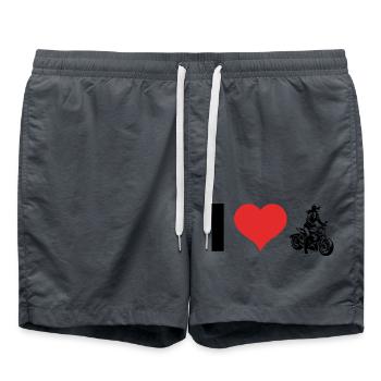 I love Biker Girl - Femme Moto Design - Short de bain - charbon - Devant - AI Model Male 185 light (185cm)