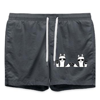 2 Lama Team Freunde Sonnenbrille Peace Fist Pump - Badeshorts - Anthrazit - Vorne - AI Model Male 185 light (185cm)