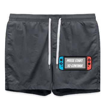 Press Start to Continue – Switch style - Short de bain - charbon - Devant - AI Model Male 185 light (185cm)