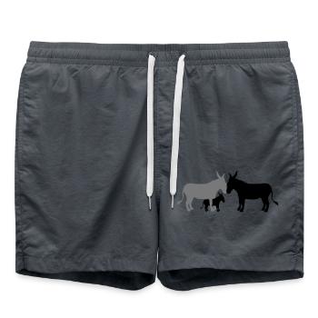 1 baby kind kleines junges familie mama papa esel - Badeshorts - Anthrazit - Vorne - AI Model Male 185 light (185cm)