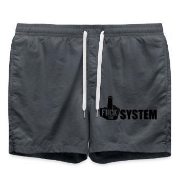 logo main doigt du milieu cool texte rebelle baiser t - Short de bain - charbon - Devant - AI Model Male 185 light (185cm)