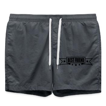 banner sterne linie best friends text logo freunde - Badeshorts - Anthrazit - Vorne - AI Model Male 185 light (185cm)