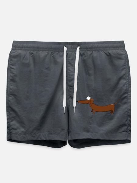 Funny Dachshund Comic Drawing - Swim Trunks - anthracite