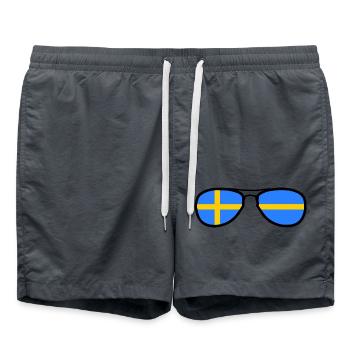 Lunettes - Drapeau Suède - Short de bain - charbon - Devant - AI Model Male 185 light (185cm)