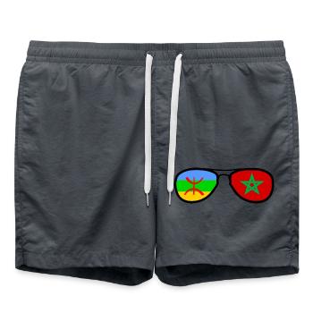 Marokko Amazigh Flagge - Brille - Badeshorts - Anthrazit - Vorne - AI Model Male 185 light (185cm)