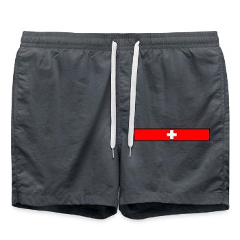 Drapeau suisse - Short de bain - charbon - Devant - AI Model Male 185 light (185cm)