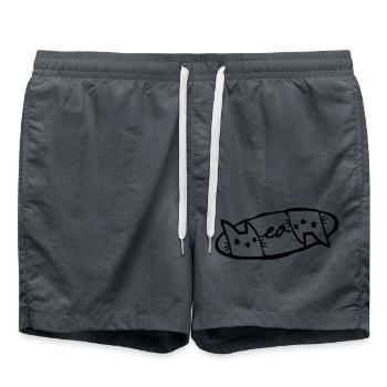 Logo Meow 2 Katzen - Badeshorts - Anthrazit - Vorne - AI Model Male 185 light (185cm)