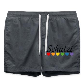Regenbogenherz Schatzi LGBT lgbtqi queer - Badeshorts - Anthrazit - Vorne - AI Model Male 185 light (185cm)
