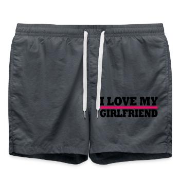 I love my girlfriend - Badeshorts - Anthrazit - Vorne - AI Model Male 185 light (185cm)