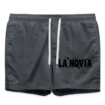 La Novia Girlfriend Engagement Wedding Gift - Swim Trunks - anthracite - Front - AI Model Male 185 light (185cm)
