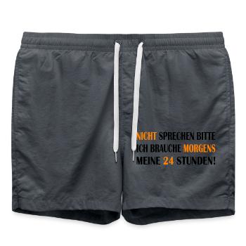 Nicht sprechen bitte ich brauche morgens 24 Std. - Badeshorts - Anthrazit - Vorne - AI Model Male 185 light (185cm)