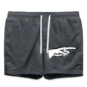 Zeigefinger, Hand, Da lang, Zeiger, Du bist - Badeshorts - Anthrazit - Vorne - AI Model Male 185 light (185cm)