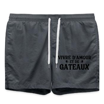 Vivre d'amour et de gateaux - Short de bain - charbon - Devant - AI Model Male 185 light (185cm)