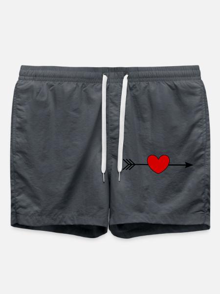 rotes Herz rot Valentinstag Geschenk - Badeshorts - Anthrazit