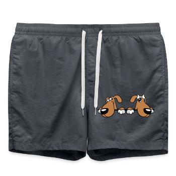 2 Hunde Team Zwei Freunde Liebe Pärchen Verliebt - Badeshorts - Anthrazit - Vorne - AI Model Male 185 light (185cm)