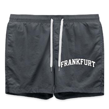 Logo Frankfurt : Design collégial cosmopolite - Short de bain - charbon - Devant - AI Model Male 185 light (185cm)