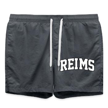 Reims logo: Collegiate design in French style - Swim Trunks - anthracite - Front - AI Model Male 185 light (185cm)