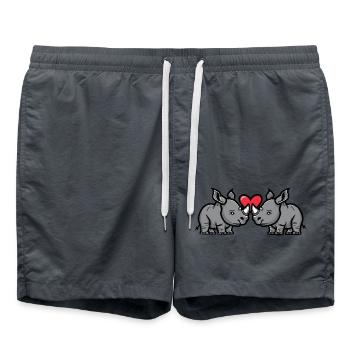 Rhino Couple Valentine's Day - Swim Trunks - anthracite - Front - AI Model Male 185 light (185cm)