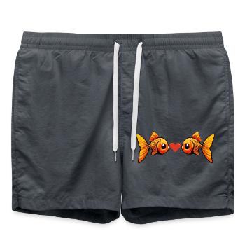 Poisson rouge Couple Poisson Saint-Valentin - Short de bain - charbon - Devant - AI Model Male 185 light (185cm)