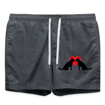 2 chiens amour coeur équipe assis deux amis équipage - Short de bain - charbon - Devant - AI Model Male 185 light (185cm)