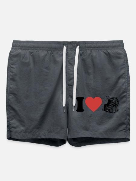I Love Strandkorb - Herz - Hobby - Badeshorts - Anthrazit