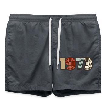 1973 Retro-Jahrgang - Badeshorts - Anthrazit - Vorne - AI Model Male 185 light (185cm)