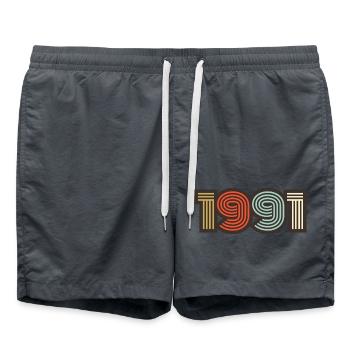 1991 retro vintage - Swim Trunks - anthracite - Front - AI Model Male 185 light (185cm)