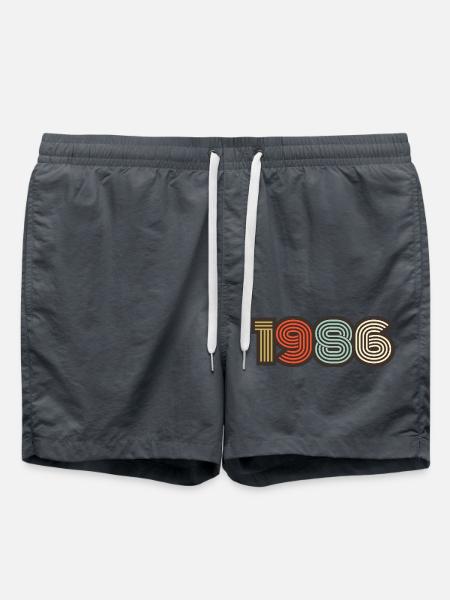 1986 Retro Jahrgang - Badeshorts - Anthrazit