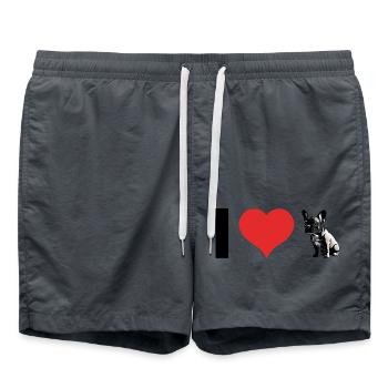 I love French Bulldog - Pet Design - Badeshorts - Anthrazit - Vorne - AI Model Male 185 light (185cm)