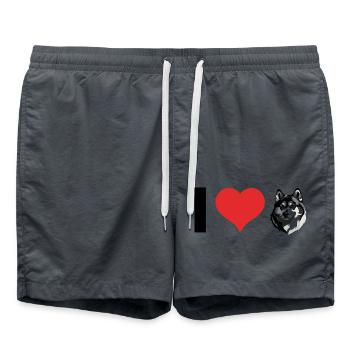 Cute Husky - Pet Dog Design - Swim Trunks - anthracite - Front - AI Model Male 185 light (185cm)