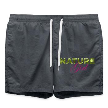 Natur Girl lettering with green texture - Swim Trunks - anthracite - Front - AI Model Male 185 light (185cm)