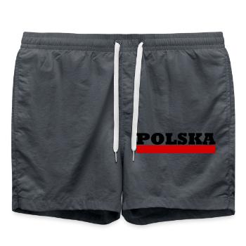 Polen - Polska - Poland - Polen Flagge - Badeshorts - Anthrazit - Vorne - AI Model Male 185 light (185cm)