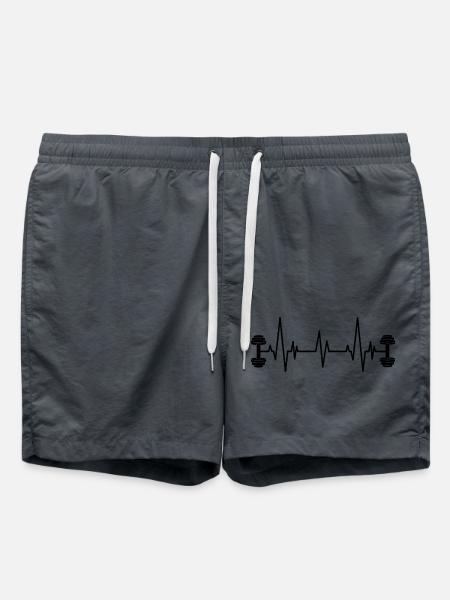 Hantel Kurzhantel Herzschlag EKG Fitness Home Gym - Badeshorts - Anthrazit