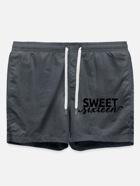 Süßes sechzehn süßes Geschenk zum 16. Geburtstag 16 Jahre alt - Badeshorts - Anthrazit