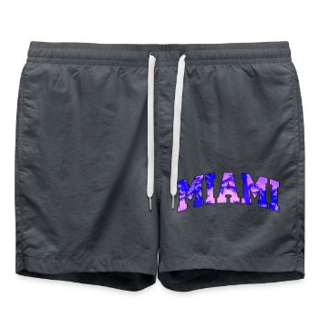 Logo der Miami Purple University - Badeshorts - Anthrazit - Vorne - AI Model Male 185 light (185cm)