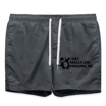 I just like penguins - Badeshorts - Anthrazit - Vorne - AI Model Male 185 light (185cm)