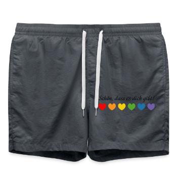 Regenbogenherzchen schoen dass es dich gibt - Badeshorts - Anthrazit - Vorne - AI Model Male 185 light (185cm)