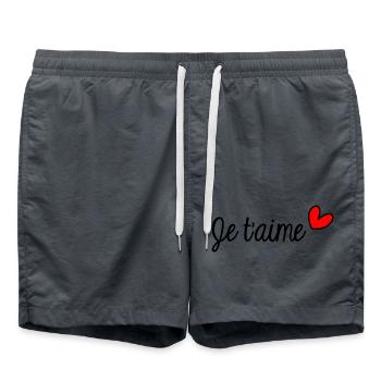 JE T'AIME. JUST MARRIED. SAINT VALENTIN. EVJF - Short de bain - charbon - Devant - AI Model Male 185 light (185cm)